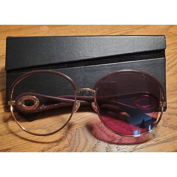 Dior New Volute 57mm Gradient Lens Round Frame & Sunglasses Case *Lens Missing - Picture 3 of 16